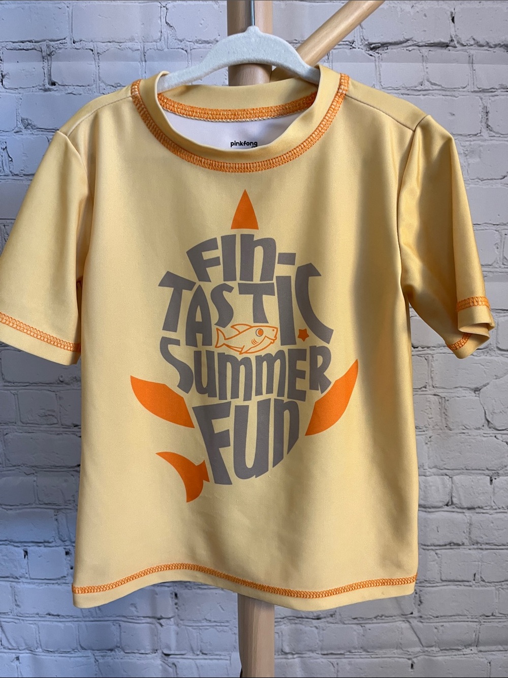 ⭐️⭐️ PICK 5 / $20 Pinkfong Yellow "Fin-Tastic Summer Fun" Kids Swim Shirt